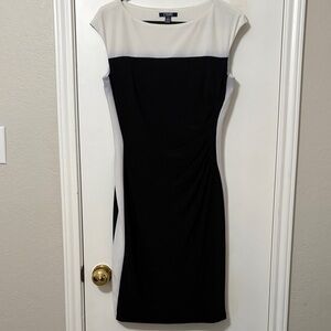 Chaps Black and White Midi Dress size M